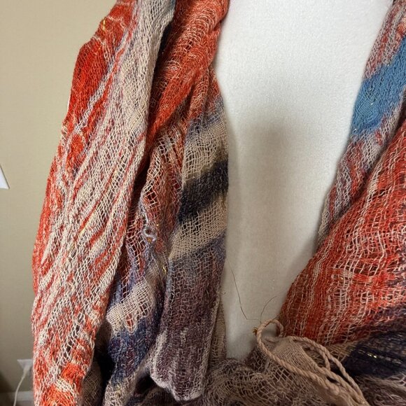 Caribe Woven Scarf Neutral Colors Pashmina Festival Rave - Picture 4 of 6